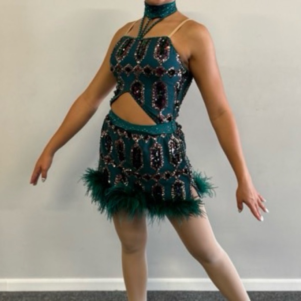 Stylish Green Sequin Dance Outfit